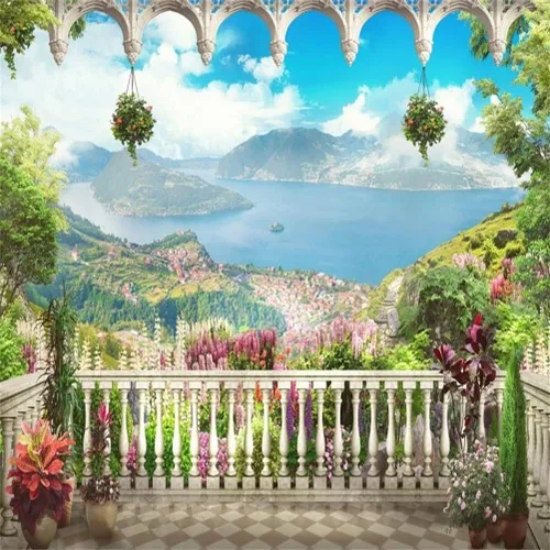 Vista 8 de AOFOTO Telón de fondo para terraza de jardín de 5 x 3 pies, hermoso paisaje de fotografía, fondo de fotografía para niños, niñas, retrato artístico