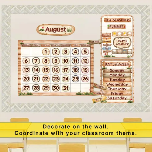 Vista 7 de Fancy Land Juego de 97 tablones de anuncios con calendario de aula