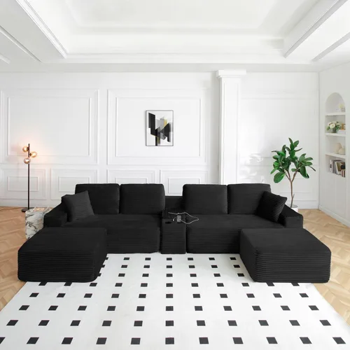 Vista 14 de Sofá seccional Cloud de 108 pulgadas, sofá seccional modular moderno con asiento profundo, sofás de pana sin estructura con chaise en forma de L