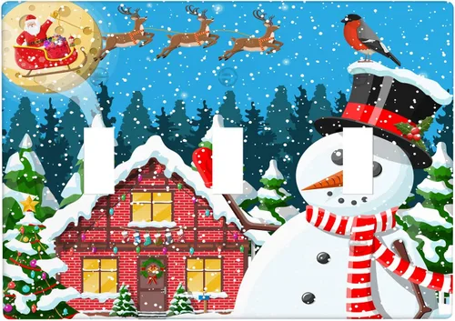 Vista 13 de Cubierta de interruptor de luz dúplex de 1 banda, cubierta decorativa de Navidad con copos de nieve rojos, placa frontal decorativa para cocina