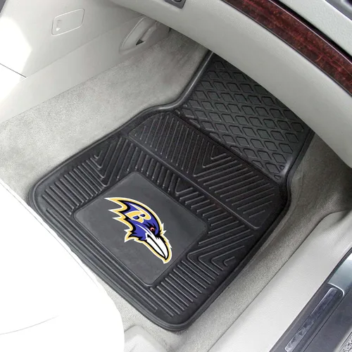 Vista 2 de FANMATS NFL Baltimore Ravens tapete de vinilo para auto, Juego de 2 alfombrillas para coche de vinilo, Negro