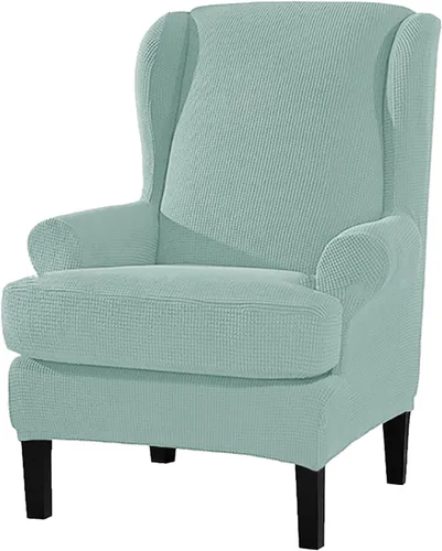 Vista 5 de Funda para silla Wingback, fundas elásticas para silla de 2 piezas, fundas elásticas para sofá, funda antideslizante con parte inferior elástica