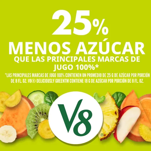 Vista 3 de V8 Deliciosamente verde 100% jugo de frutas y verduras, lata de 8 onzas líquidas (paquete de 6)