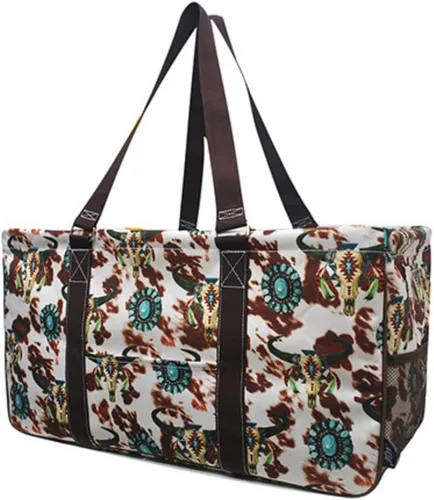 Vista 78 de NGIL Bolsa de comestibles reutilizable extra grande plegable de gran tamaño para comestibles, almacenamiento, picnic, playa, Estampado de vaca