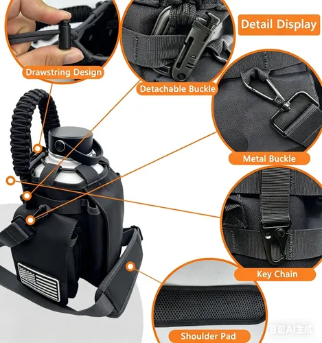 Vista 11 de Funda aislada para botella de agua de 64 onzas, bolsa de transporte de botella de agua de medio galón, soporte para jarra de agua de medio galón