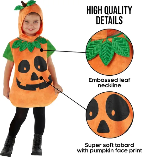 Vista 3 de Morph Disfraz de calabaza para niños pequeños, disfraz de calabaza de Halloween para niños, disfraz de calabaza para niñas y niños, disfraz