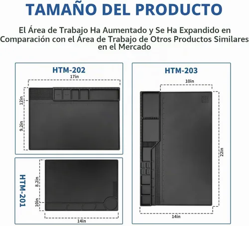 Vista 6 de HTM-201 Estera de reparación de silicona negra Estera de reparación electrónica resistente al calor para soldadura, electrónica, reparación