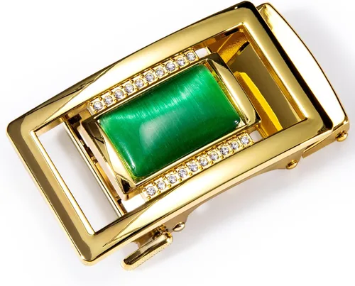 Vista 2 de Barry.Wang Cinturón de trinquete de cuero para hombre 1 3/8" hebilla A Oro Verde