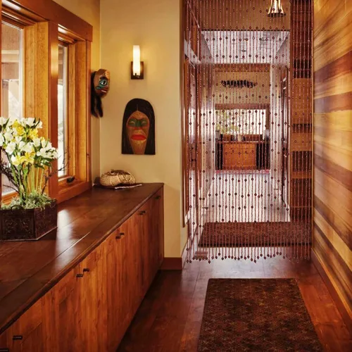 Vista 9 de Cortinas de cuentas Foreate para puertas hechas a mano con cuentas de madera y bambú estilo bohemio y hippie para colgar en pasillos y ventanas, 38