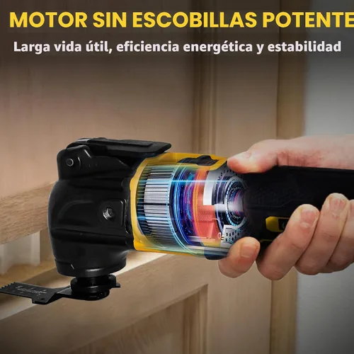 Vista 6 de Multiherramientas oscilantes para batería Dewalt de 20 V, herramienta multiusos de corte y lijado, ángulo de oscilación de 4°, 6 velocidades