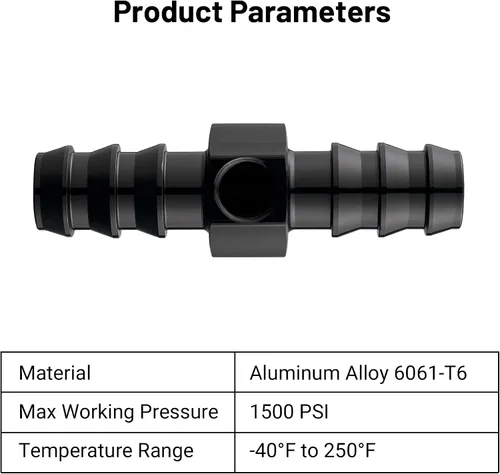 Vista 4 de EVIL ENERGY Adaptador de montaje de manómetro de combustible de 1/2 púa con puerto de medidor de sensor NPT de 1/8 "Aluminio Negro