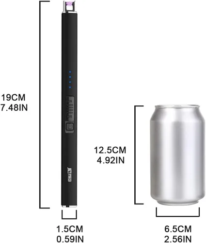 Vista 7 de Encendedor eléctrico de arco resistente al viento, sin llama, recargable por USB, con bloqueo de seguridad para velas, barbacoa, camping (negro)