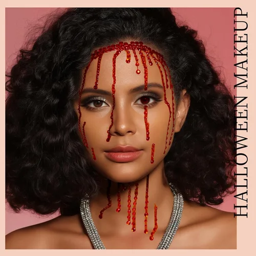 Vista 2 de Teenitor Gemas Rojas y Negras para la Cara Diamantes de Imitación Negros para la Cara Maquillaje Festival Joyas para la Cara Rojas Gemas Adhesivas