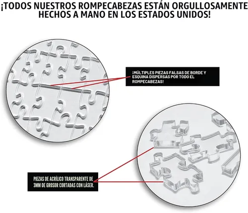 Vista 3 de The Clearly Impossible Puzzle ® - Rompecabezas de 100 piezas - Clear Difficult - Piezas de borde falso - Rompecabezas duro transparente - 100 piezas