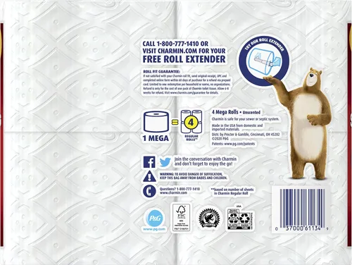 Vista 2 de Charmin Papel higiénico ultra fuerte, 4 megarrollos = 16 rollos regulares