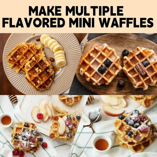 Vista 5 de Mini waflera, máquina antiadherente pequeña para hacer gofres con calentamiento rápido, hace 8 waffles, waflera para niños, solo tienes que añadir