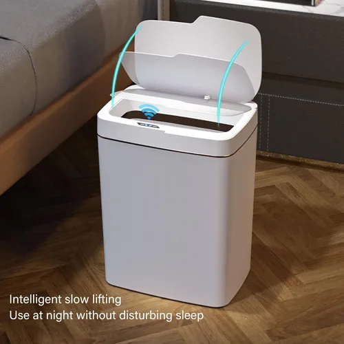 Vista 4 de Asixxsix Bote de basura de baño sin contacto, 18 L, 4.75 galones, con sensor de movimiento automático, funciona con pilas, delgado e inteligente