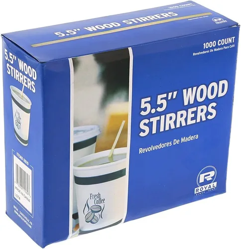 Vista 7 de Royal 1000 agitadores de madera para bebidas de café, 5.5 pulgadas