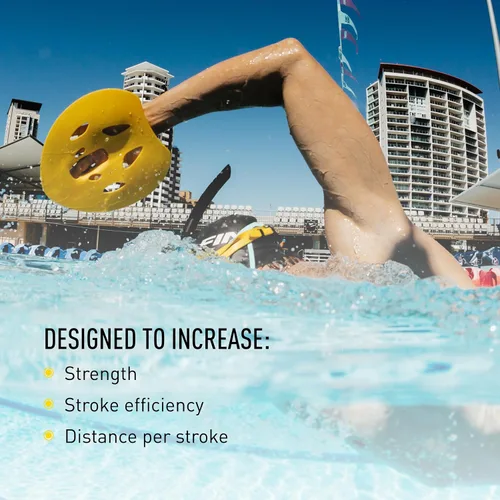 Vista 4 de FINIS Manta Swim Training Paddles - Diseño sin tirantes para técnica de accidente cerebrovascular - Paletas de mano flotantes - Construye fuerza