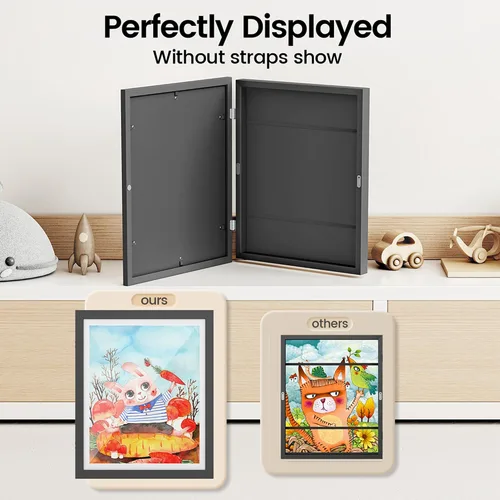 Vista 3 de BAIJIALI Marcos de arte negros para obras de arte infantiles, apertura frontal con capacidad para 150 dibujos, manualidades 3D, 2 paquetes de 8.5 x
