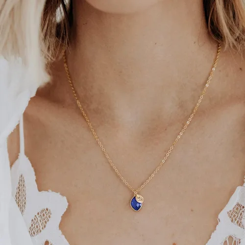 Vista 2 de Me&Hz Initial Birthstone Necklace for Women 14K Gold Filled Small Initial Necklace Crystal Birthstone Pendant Necklace for Girls Teens Mom Dainty