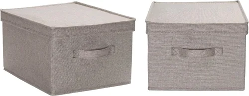 Vista 10 de Household Essentials Caja de almacenamiento grande de tela con tapa, color negro, juego de 2