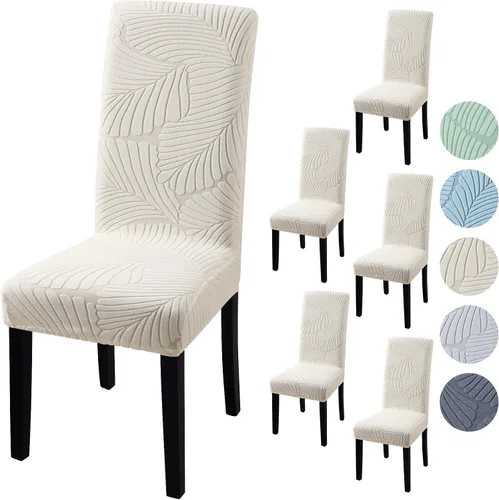 Vista 19 de Fuloon Paquete de 4 Fundas Protectoras para Asientos de Sillas de Comedor Super Ajustadas Elásticas Extraíbles Lavables Cortas para Hotel, Comedor