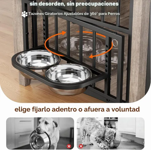 Vista 3 de Lulive Muebles para jaula para perros, 37.8 pulgadas de largo x 23.6 pulgadas de ancho x 27 pulgadas de alto, gris