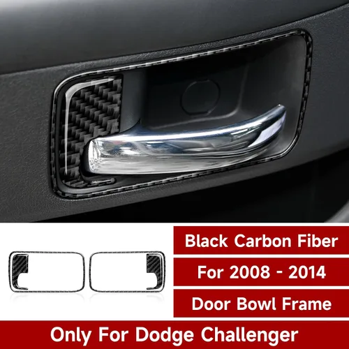 Vista 2 de Adhesivos para manija de puerta interior de coche para 2008 2009 2010 2011 2012 2013 2014 Dodge Challenger accesorios de fibra de carbono pegatinas