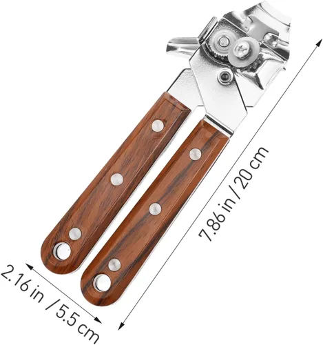 Vista 3 de BESTonZON Abrelatas manual con mango de secoya y herramienta de tapa para barra de cocina y uso doméstico, agarre cómodo, fácil giro 7.87 x 2.16 x