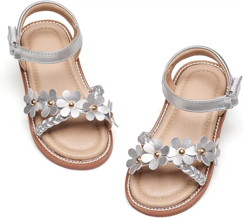 Vista 8 de Kiderence Sandalias de niña de las flores para niñas pequeñas, zapatos de Ck303 Oro