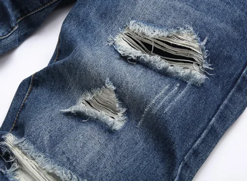 Vista 4 de Liuhond Pantalones de mezclilla lavados rasgados y desgastados para hombre
