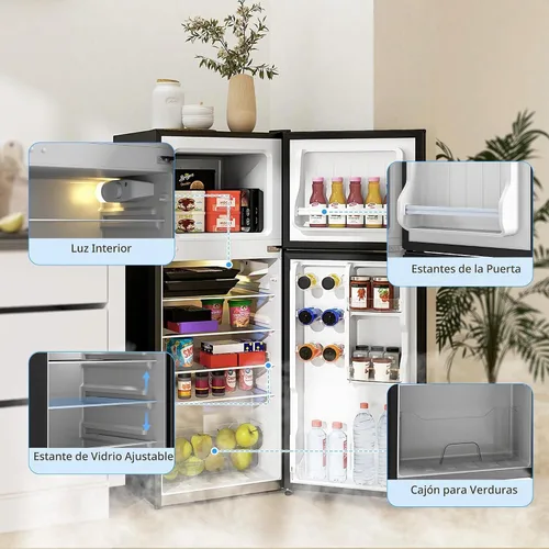 Vista 6 de HOMCOM Mini refrigerador de 4 pies cúbicos con congelador con puerta