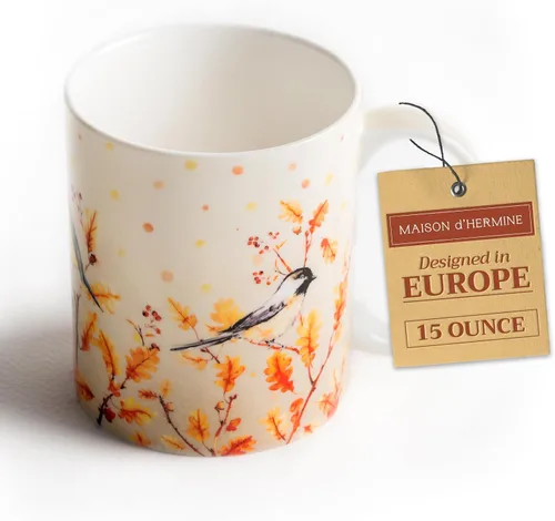 Vista 146 de Maison d' Hermine Taza de café con asas, tazas de porcelana fina de hueso, paquete de una taza de té para bebidas calientes, capuchino, latte