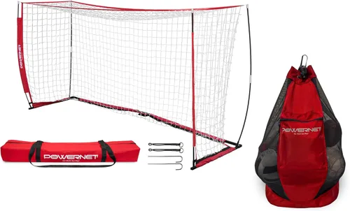 Vista 10 de PowerNet Carli Lloyd - Paquete de red portátil estilo arco y bolsa de transporte de pelota grande, configuración rápida ultra portátil, portería