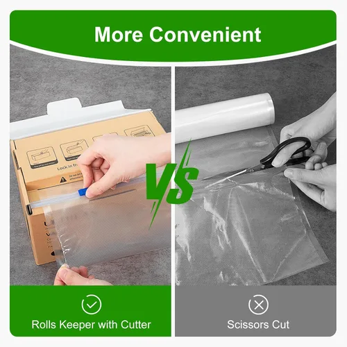 Vista 2 de Ultrean Rollo Guardador de Sellado al Vacío de 8" x 150' con Cortador, Bolsas Selladoras al Vacío de Grado Comercial para Food Saver, Sin BPA, Ideal