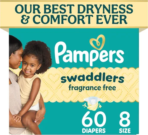 Vista 21 de Pampers Pañales Swaddlers, talla 4 (15-34 libras), 150 unidades, sin fragancia, hipoalergénicos, absorbentes, recomendados por pediatras, seguros