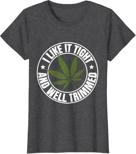 Vista 5 de Weed Cannabis Medical Marihuana I Like It Camiseta ajustada y recortada, Negro, S