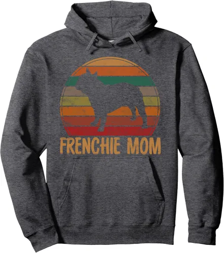 Vista 5 de Sudadera con capucha retro de Bulldog Francés para mamá, Negro