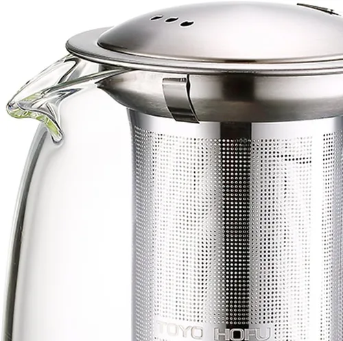 Vista 4 de Tetera con infusor para té suelto, tetera de vidrio para estufa, tetera de vidrio de borosilacato transparente con infusor y tapa, resistente al
