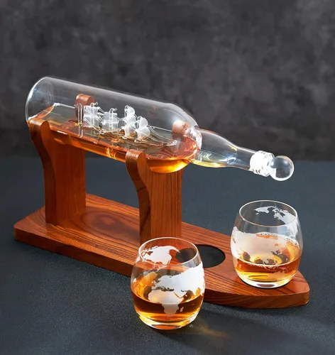 Vista 6 de Jillmo - Juego de decantador de whisky, 33.8 fl oz, con 2 vasos