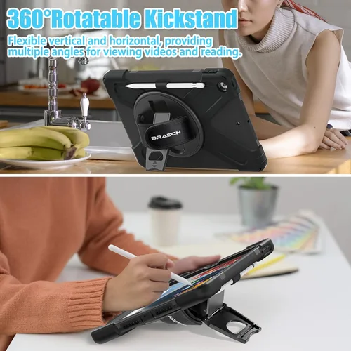 Vista 5 de BRAECNstock - Funda a prueba de golpes para iPad de 9ª/8ª/7ª generación de 10.2", color negro