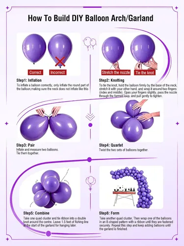 Vista 5 de Globos morados, 60 globos de látex de color morado claro y perla metálica, globos de confeti para cumpleaños, baby shower, despedida de soltera