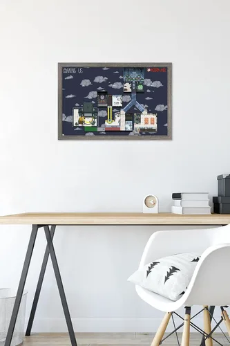 Vista 6 de Among Us - Póster de pared Mira Map, 22.4 pulgadas de largo x 14.7 pulgadas de ancho, versión enmarcada de madera de granero Versión enmarcada