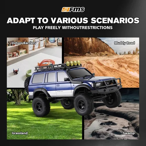 Vista 7 de BEEZRC FMS RC Crawler 1/18 FCX18 Land Cruiser LC80 RTR Toyota con licencia 4WD RC Rock Truck 2.4Ghz 900mAh Hobby Grade RC Car Model Mini Auto de Azul