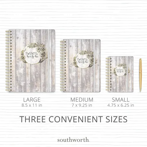 Vista 6 de Southworth Agenda académica (julio de 2021 a junio de 2022), 8.5 x 11 pulgadas, floral brillante, papel de 28 libras/3.70 oz/m², alambre doble