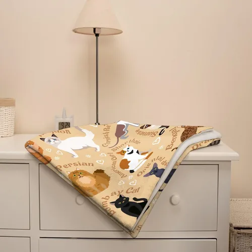 Vista 6 de Manta de gatos para amantes de los gatos - 40x50 pulgadas, mantas de franela suaves con patrón de gatos lindos, acogedoras, para gatos de raza