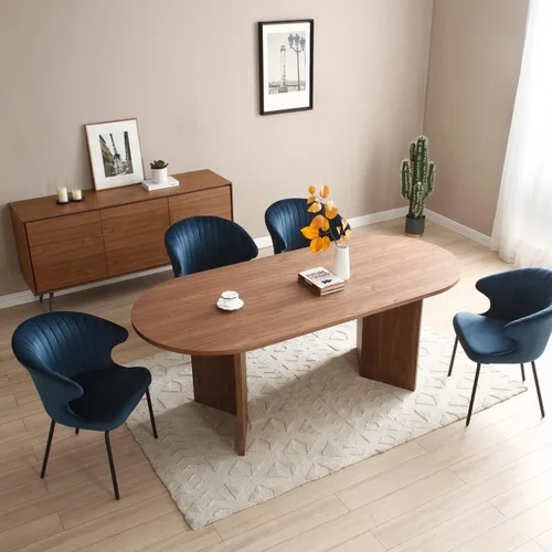 Vista 3 de JUSTONE Mesa de comedor grande para mesa de comedor de 4, 6, 8 asientos, rectangular, mesa larga de cocina moderna, mesa de conferencia de comedor
