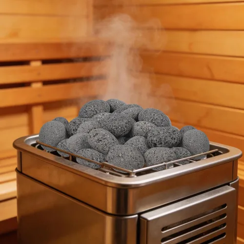 Vista 4 de Baluue Rocas de sauna volcánica natural de 2.2 libras guijarros grises