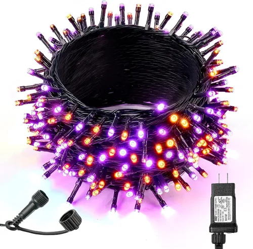 Vista 10 de WBao - Cadena de luces LED para Halloween de 300 luces, 108 pies, luces LED súper brillantes con certificación UL, 8 modos de iluminación